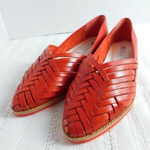 Ipanema Red Leather VINTAGE 90s 8.5 (fits 7.5) Huarache Flats Shoes Brazil NEW!